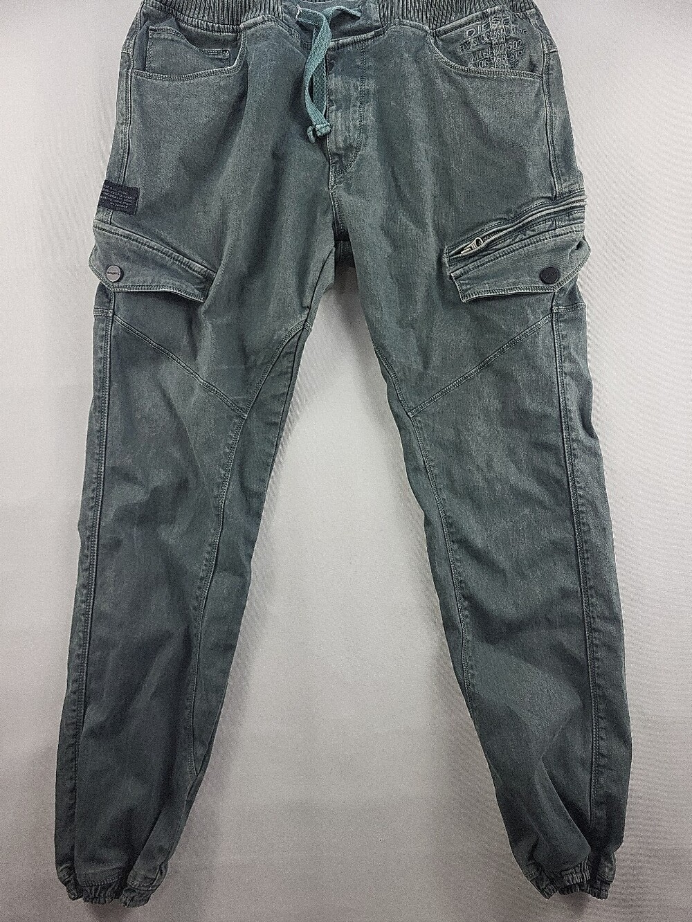 Diesel P-COR Utility Cargo Jogger Pants Grey Distressed Men's Size 34
